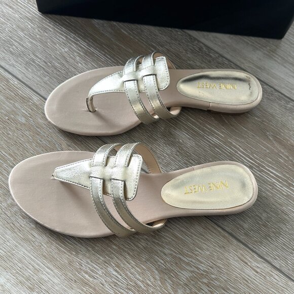 Nine West Gold Strappy Sandals - Picture 2 of 8